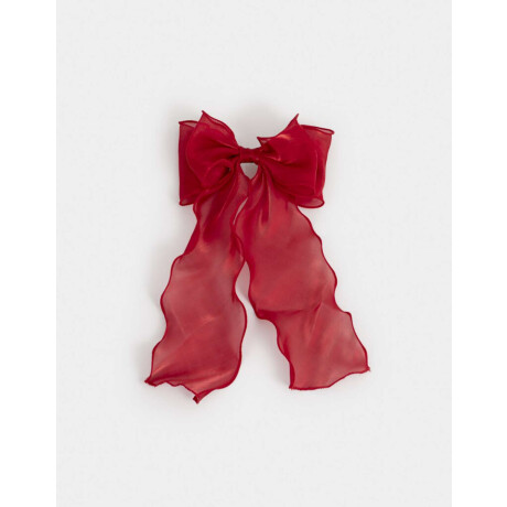 Hebilla Francesa Moño Organza Rojo Medio