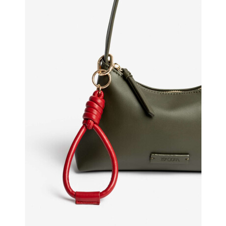 Llavero Y Bag Charm Cordón De Pu Rojo Burdeaux