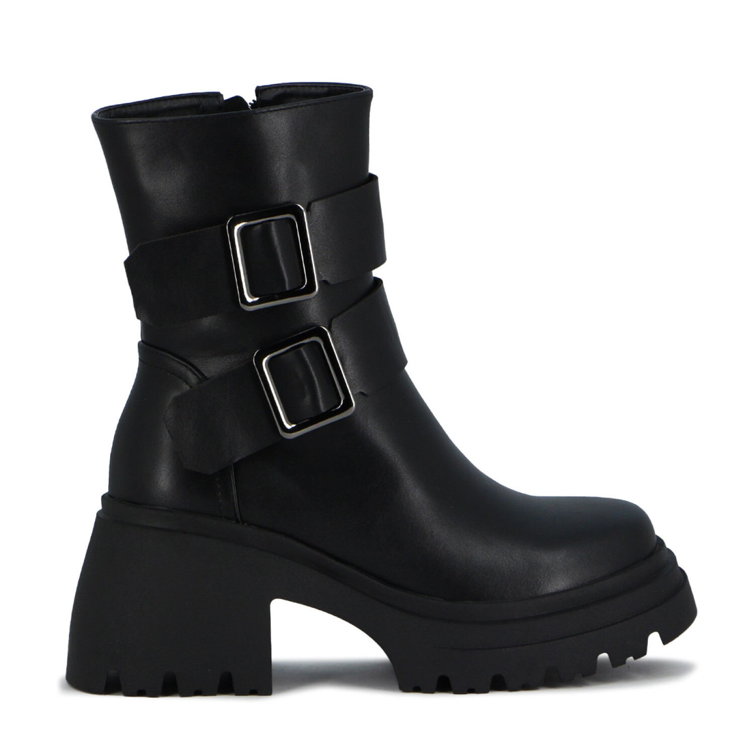 Botas Mujer Darkness Caña Media Con Hebillas - Negro — Macri