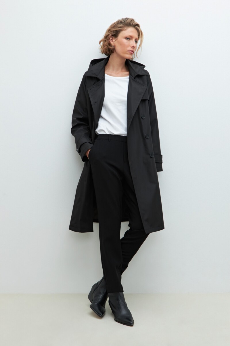 Trench impermeable con capucha desmontable - negro 