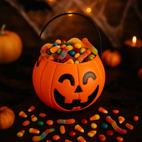 Caramelera balde calabaza Halloween Naranja