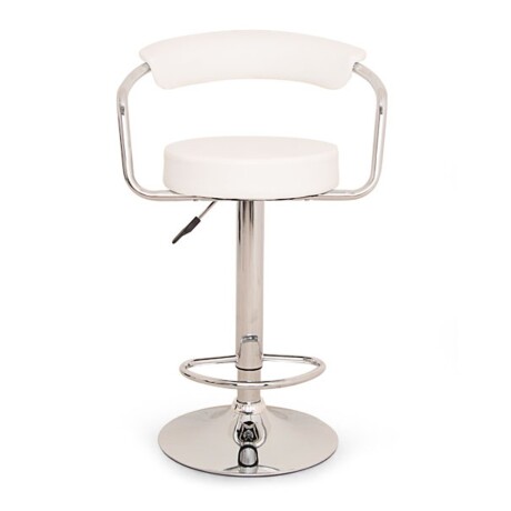 Silla Taburete Alto Regulable c/ Respaldo Giratoria Cromada Blanco