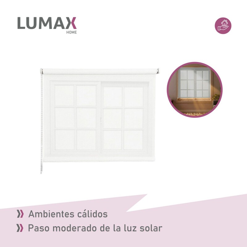 Cortina Roller Rústica Lumax 1.2x1.6m Para Ventana Enrollable Fácil instalación Blanco