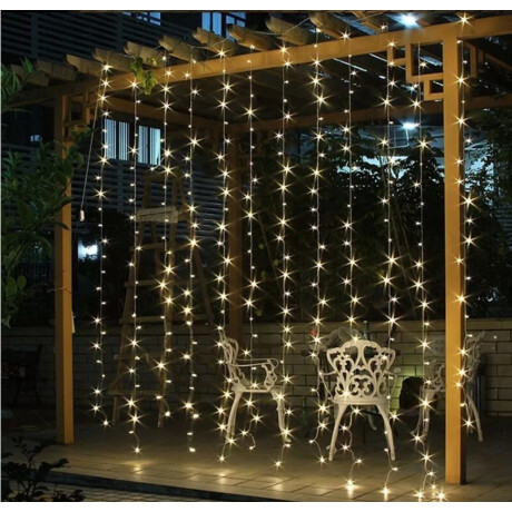 Cortina Led 300 Luces 12 Tira 3x3 Metros 220v Navidad Bodas Amarillo