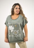 Blusa de algodón y lino Verde
