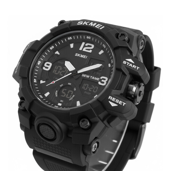 Reloj Deportivo Pulsera Analógico Digital Correa Luz Resiste Color Negro