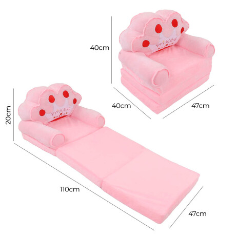Sillón Cama Plegable 2 En 1 Infantil Animales Felpa Rosa