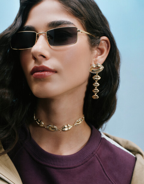 Chokers Metal Choker Boquitas Con Strass - Dorado