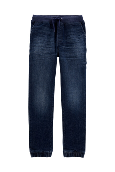 Pantalón de jean con cintura elastizada y cordón 0