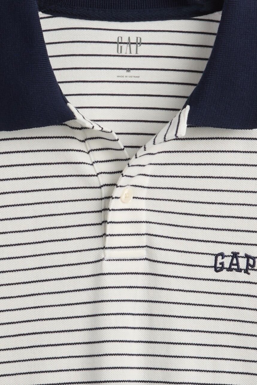 Remera Polo Hombre White Navy Stripe