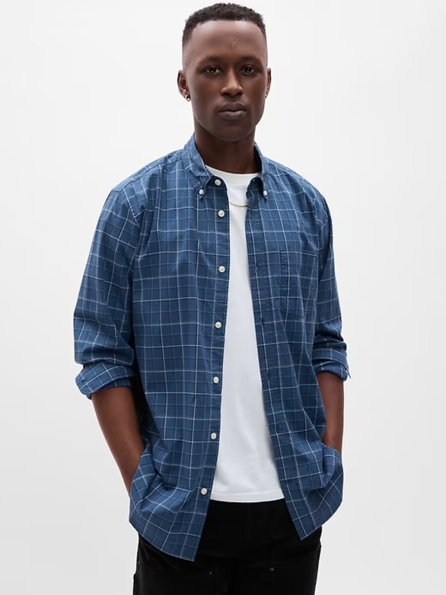 Camisa Standard Poplin Hombre - Tonal Blue Plaid 