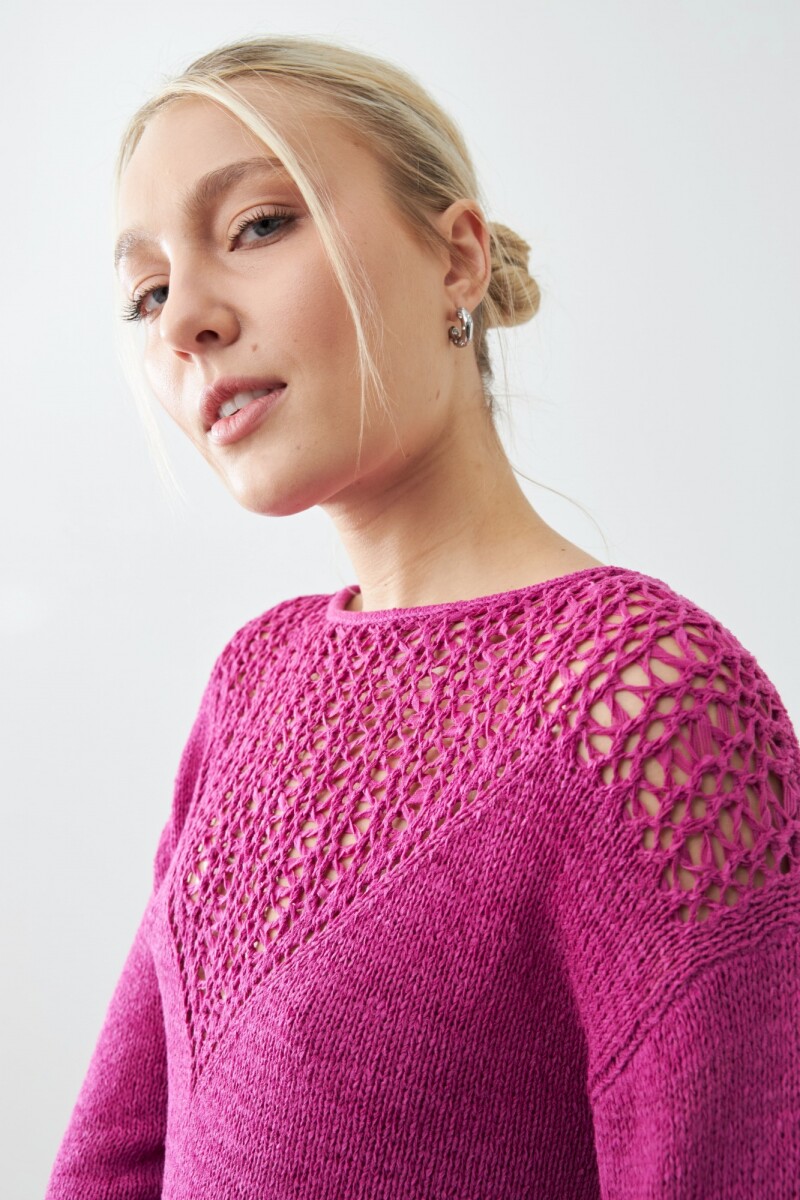Sweater cinta calado fucsia