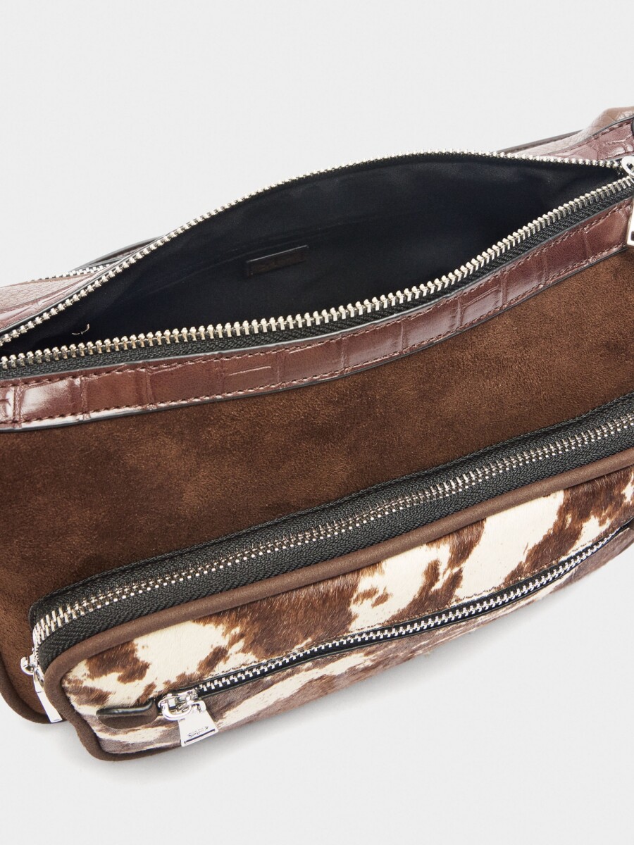 Bolso Bandolera Con Piel camel