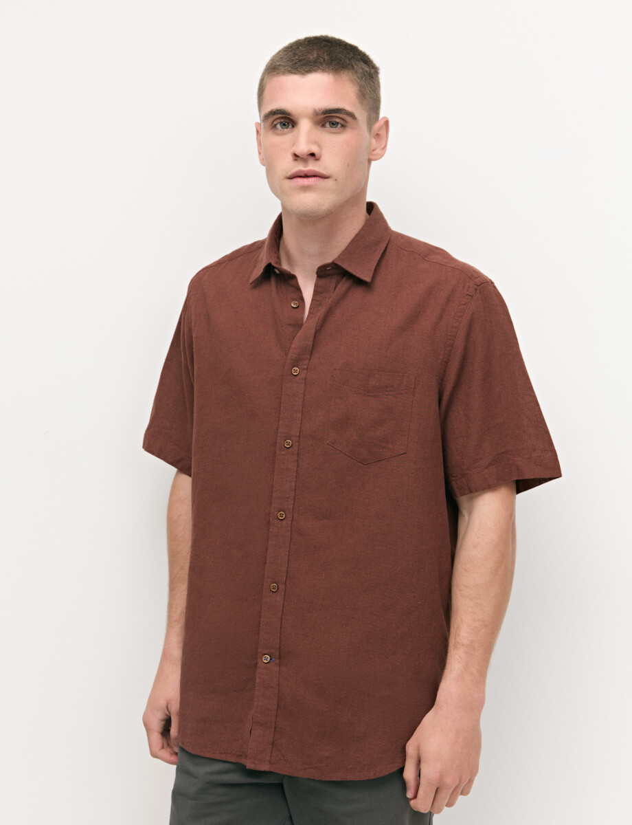 012265 CAMISA HARRINGTON LABEL Terracota