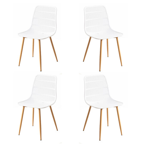 Kit x4 Silla Alaska Blanco · Patas de Metal con simil Madera