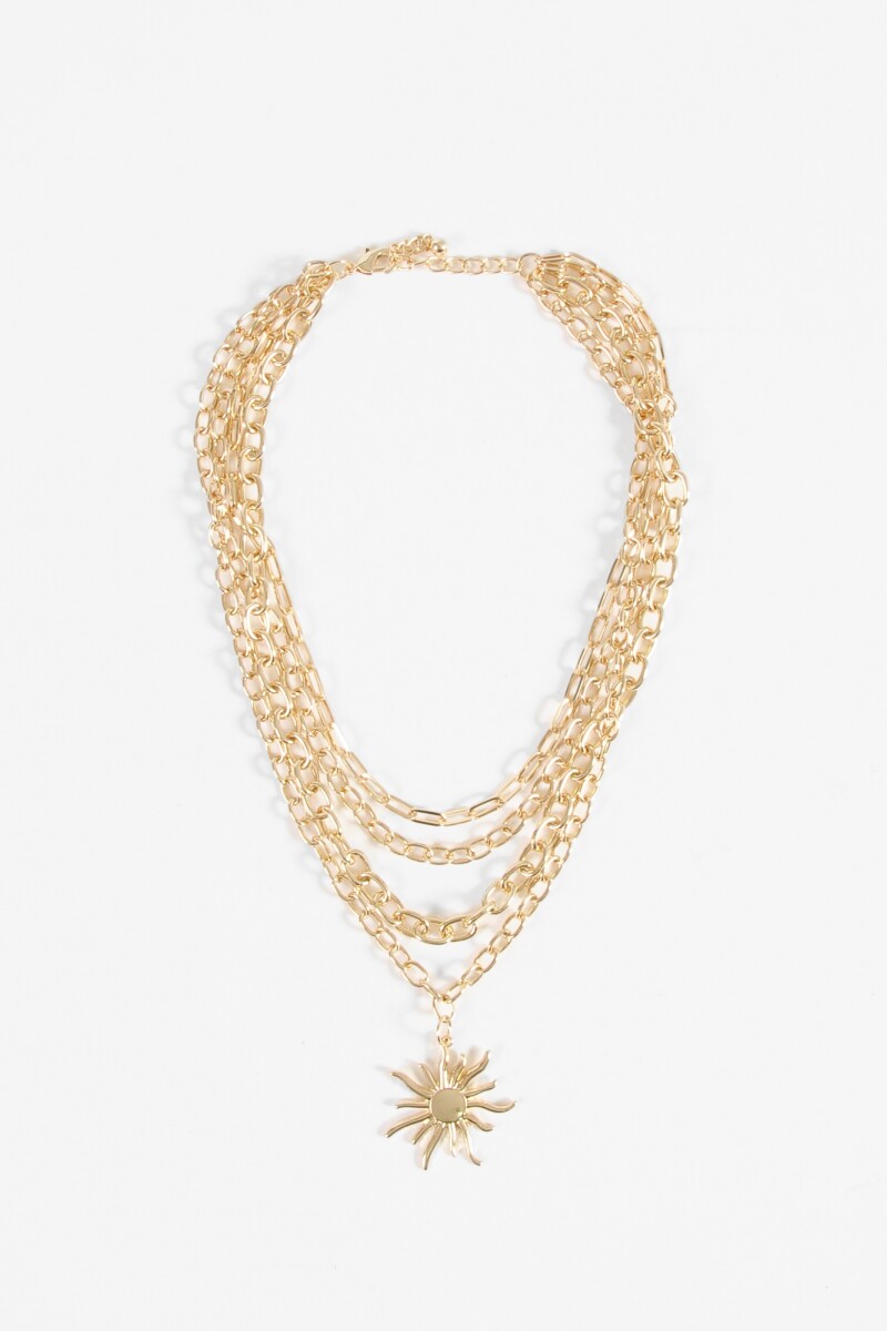 Collar cadenas dije sol dorado
