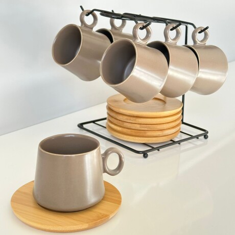 Juego De Tazas Cerámica p/Café Con Soporte y Platillos 80ML Juego De Tazas Cerámica p/Café Con Soporte y Platillos 80ML