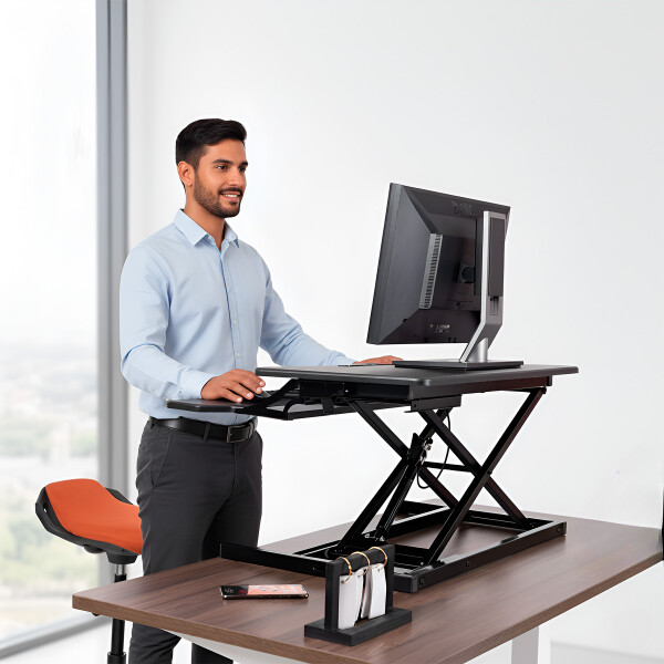 Escritorio Elevable Doble Regulable Altura Hybridesk Compu Color Negro