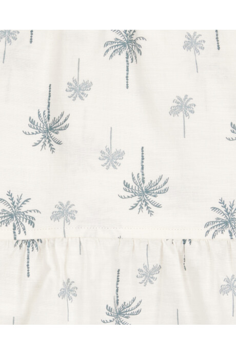 Set dos piezas de algodón, short y blusa sin mangas, diseño palmas Set dos piezas de algodón, short y blusa sin mangas, diseño palmas