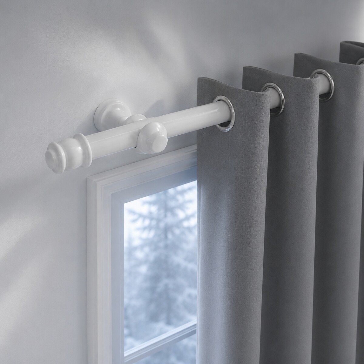 Barrote cortina metal EuroClassic 2,5m + 3 soportes - BLANCO 