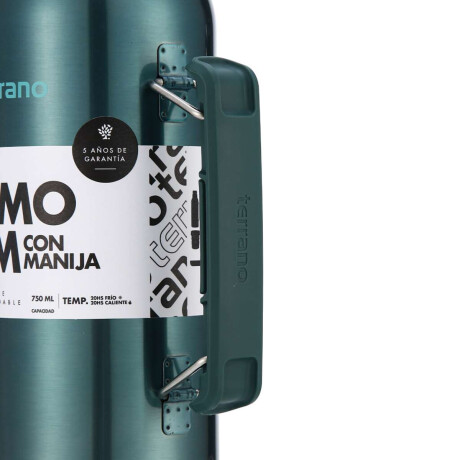 Termo Slim 750Ml. Con Base Silicona Verde Metalizado