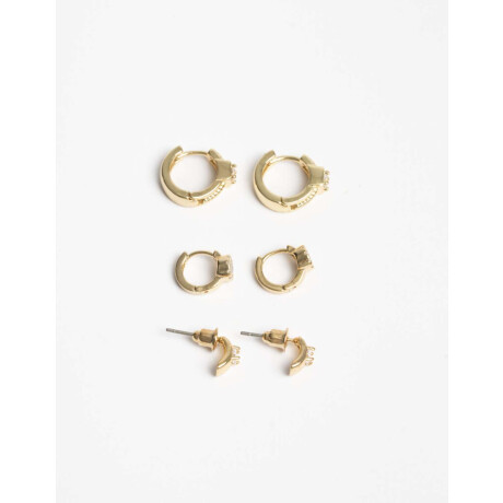 Set De Aros Con Cubic Zirconia Dorado