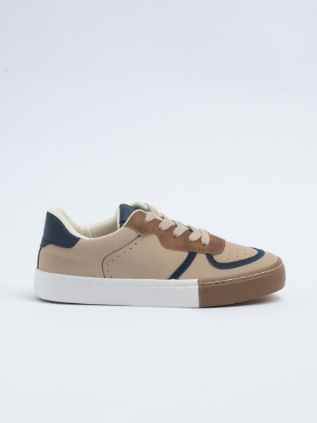 Zapatilla cordones colores Beige