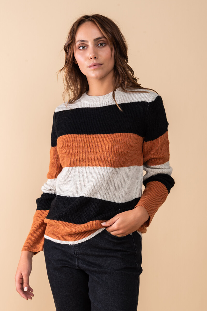 Sweater punto rayas Caramelo