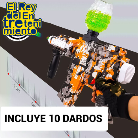 Pistola Automática Doble 10 Dardos + 1500 Balines Gel Naranja/Blanco