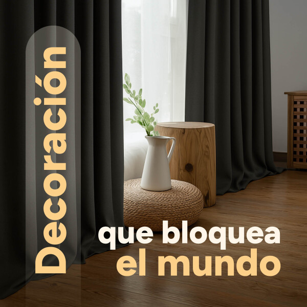 Cortina 100% Blackout 2Paños 140x220 Textura Lino Doble Faz Variante Color Gris Oscuro