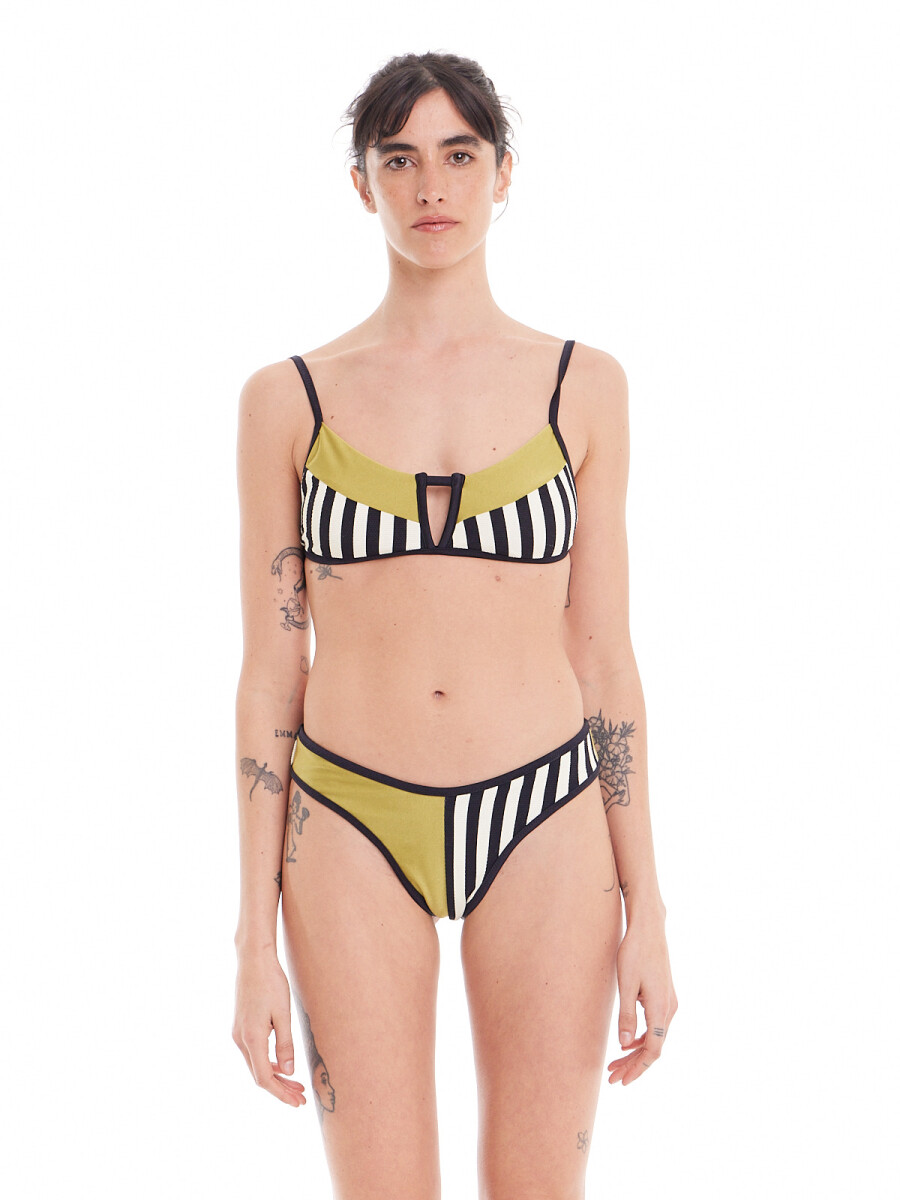 Bikini Top Creek Print - Pistacho/Negro 