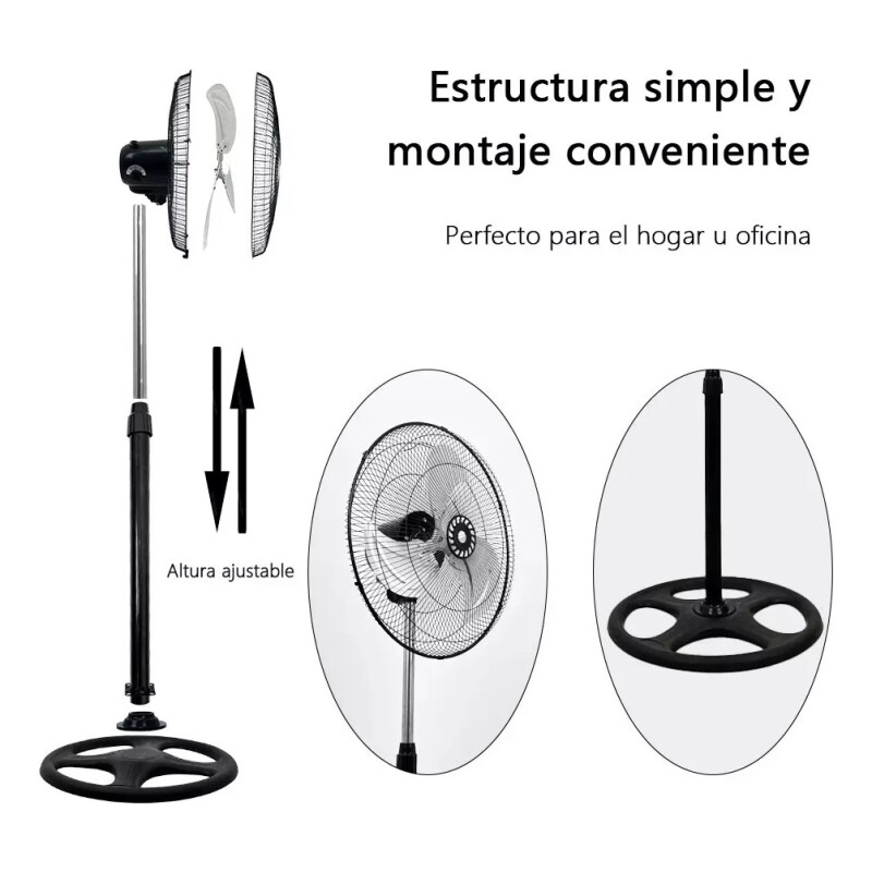 Ventilador De Metal Pie Negro Negro