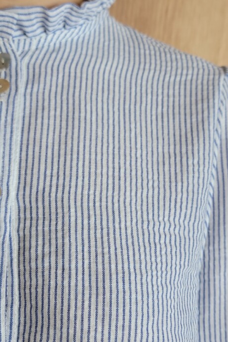 Camisa Carlotta 2.0 Lino Raya Azul fina