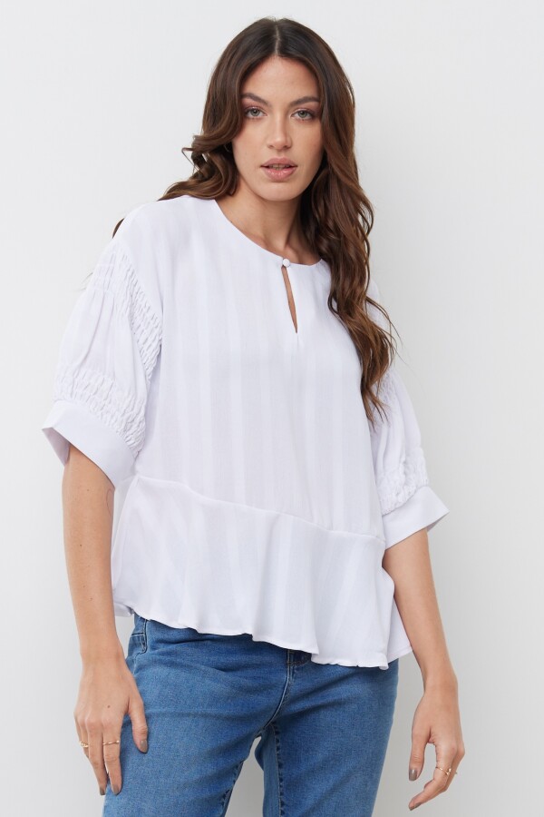 Blusa Manga Frunces BLANCO