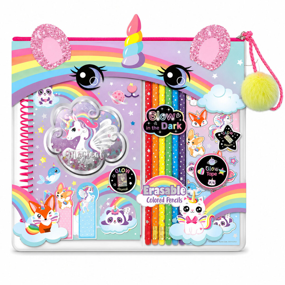 Set Papelería Arte c/Bolso y Libreta p/Colorear + Accesorios - Arcoíris 