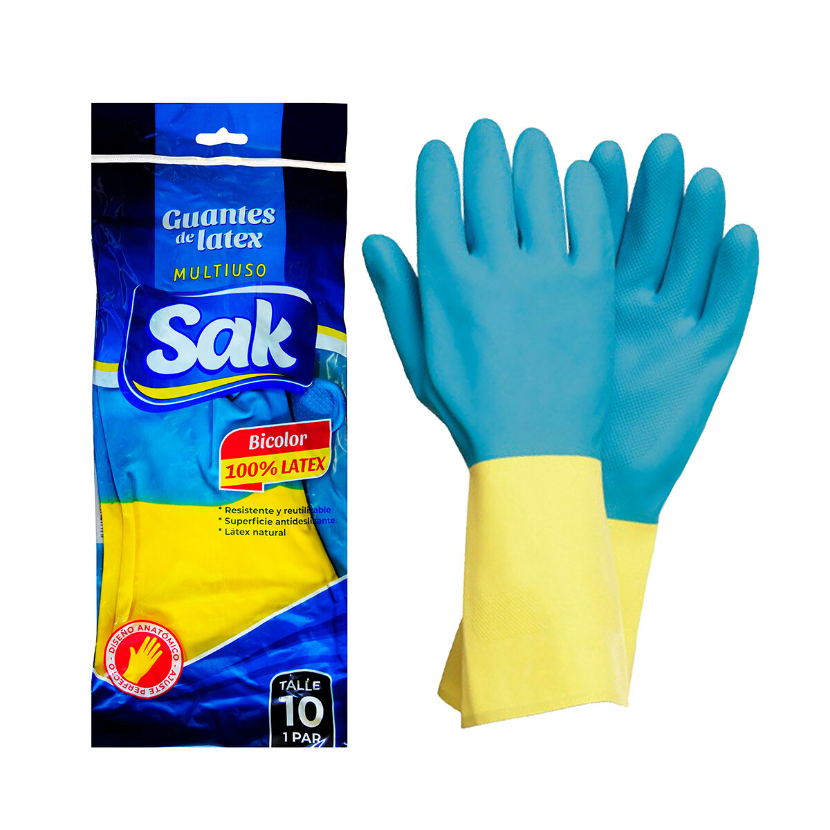 GUANTES DE LATEX SAK MULTIUSO TALLE XL 