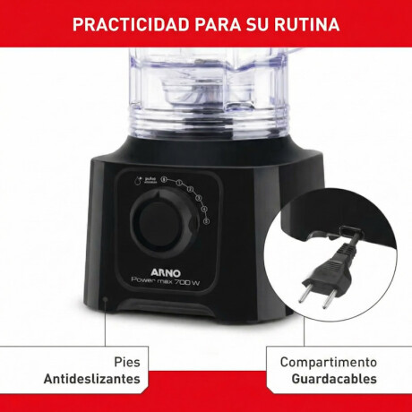 Licuadora Arno Power Max | Potencia de 700w | Jarra de 3,1 Lts. | Color negro. Licuadora Arno Power Max | Potencia de 700w | Jarra de 3,1 Lts. | Color negro.