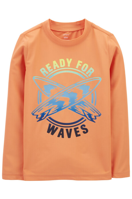 Remera de baño manga larga con protección UPF 50+ estampa surf Sin color