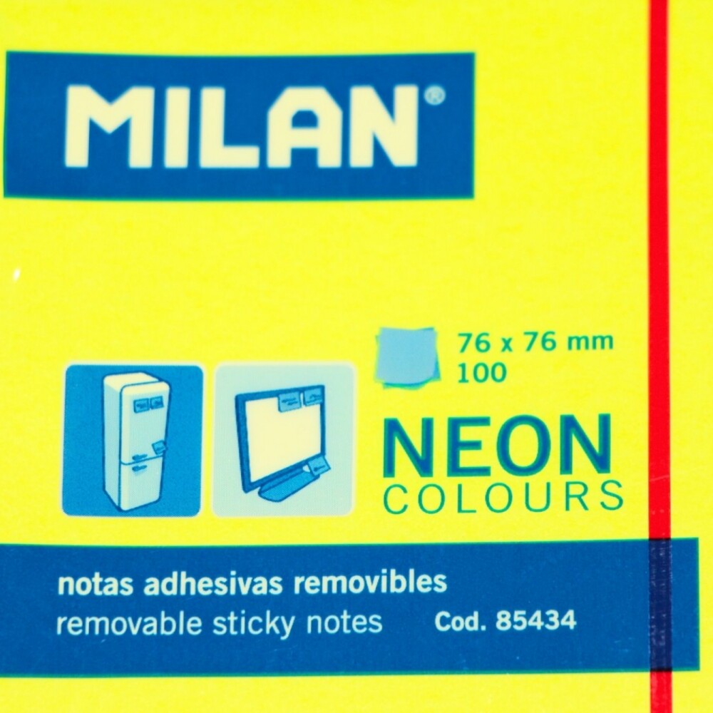 BLOCK ADHESIVO MILAN 76X76 MM COLOR AMARILLO NEON X 100 UNIDADES BLOCK ADHESIVO MILAN 76X76 MM COLOR AMARILLO NEON X 100 UNIDADES
