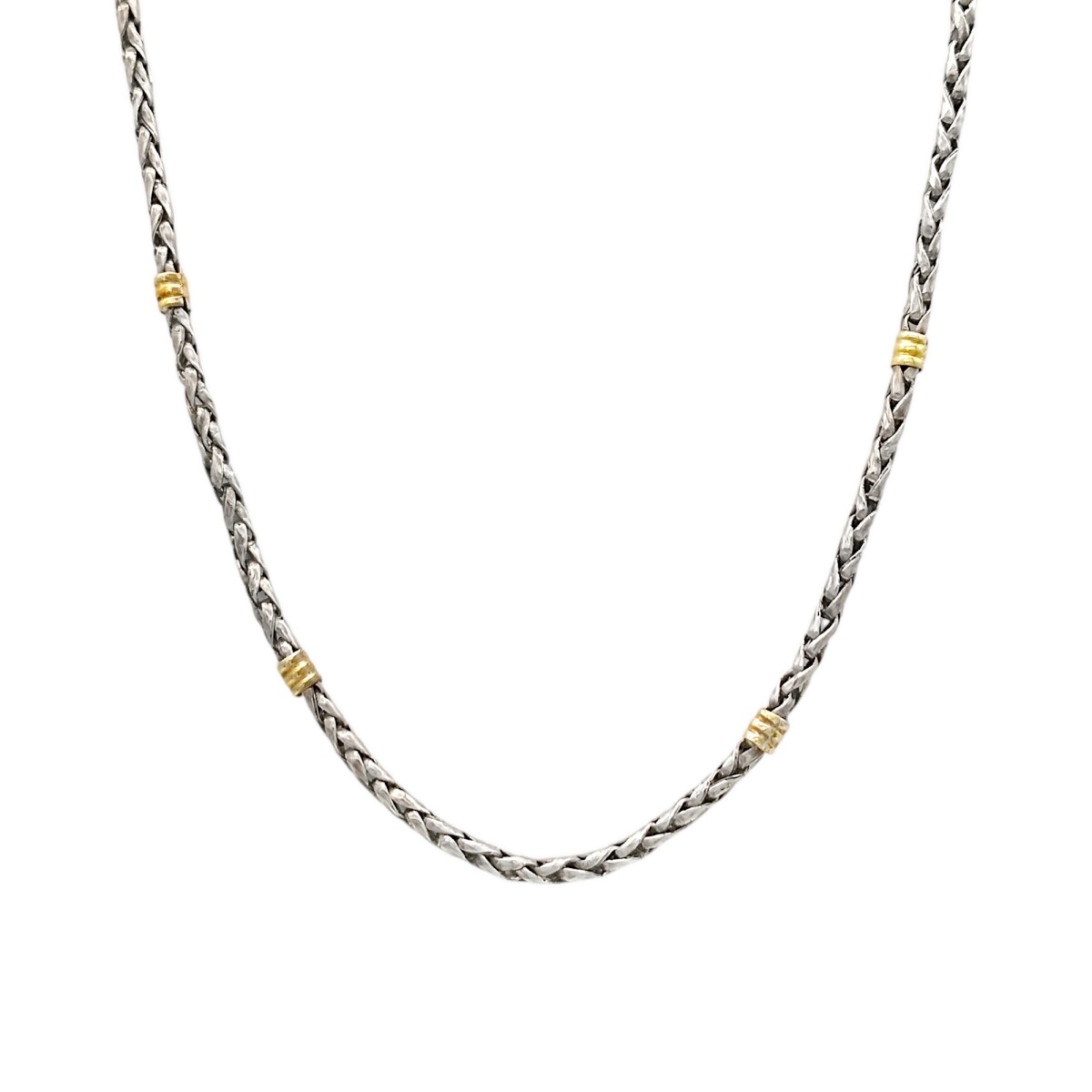 Cadena Espiga-Plata y Oro-Sin piedra-CD5046 - sinpiedra 