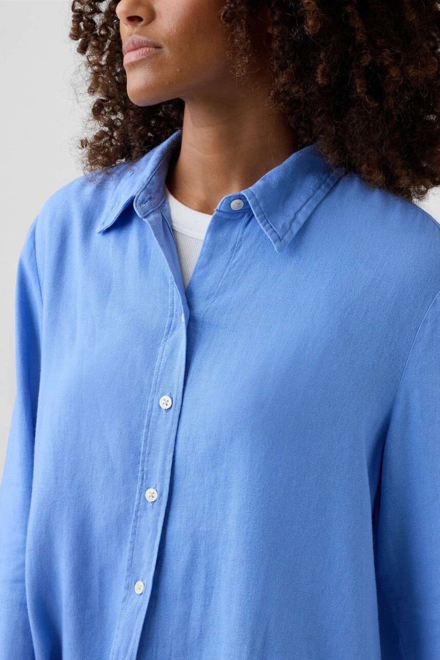 Camisa De Lino Mujer Shirting Blue
