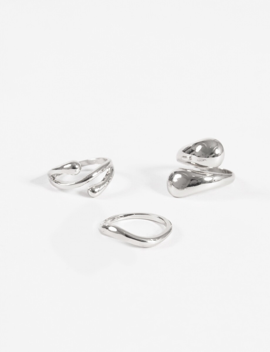 Set de anillos curvo - plateado 