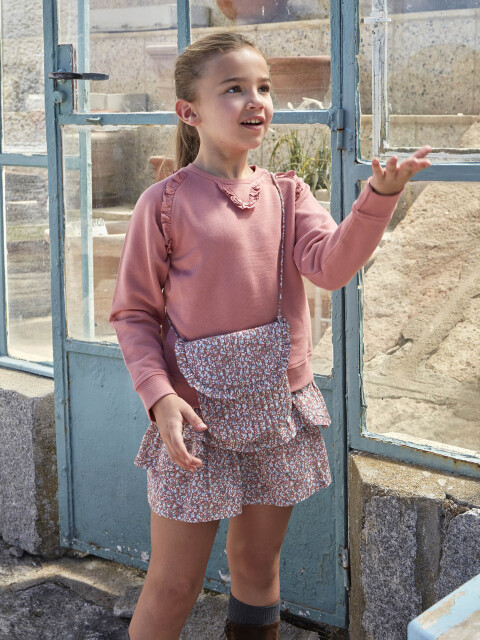 Sudadera Coral Con Volantes Granate