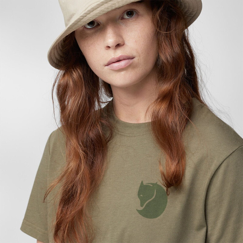 Polo Fjallraven Fox Boxy Logo Tee Mujer Grey-melange