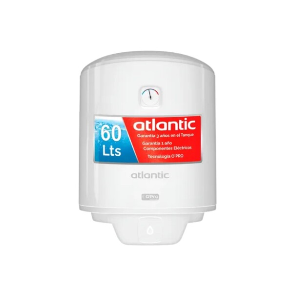 TERMOTANQUE ATLANTIC 60 Lts, TANQUE ACERO CLASE B blanco