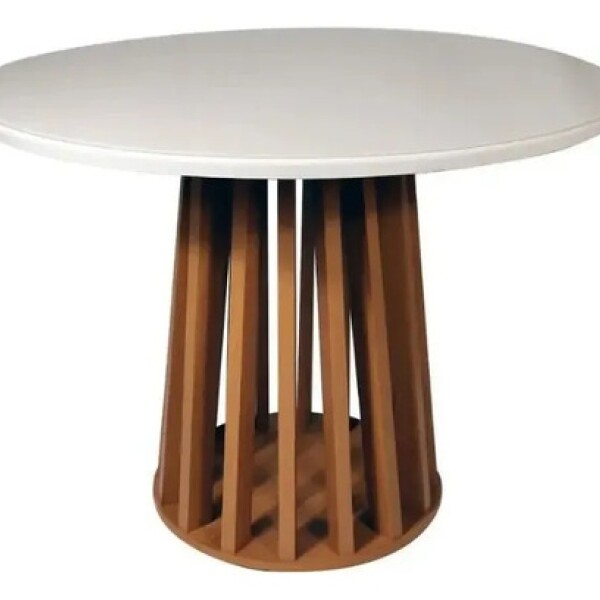 Mesa De Comedor Lavanda Redonda 105 Cm Moderna Laqueada Blanco 1