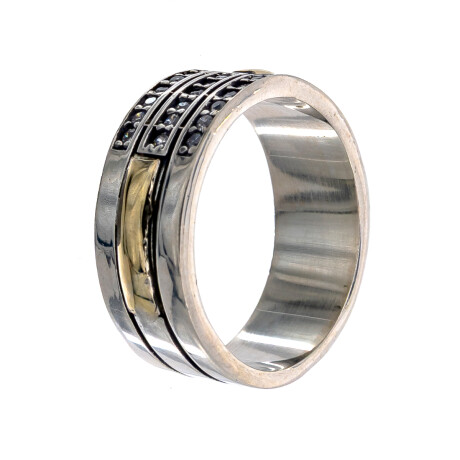 Anillo de plata 925 y double en oro 18 ktes con circonias. Anillo de plata 925 y double en oro 18 ktes con circonias.