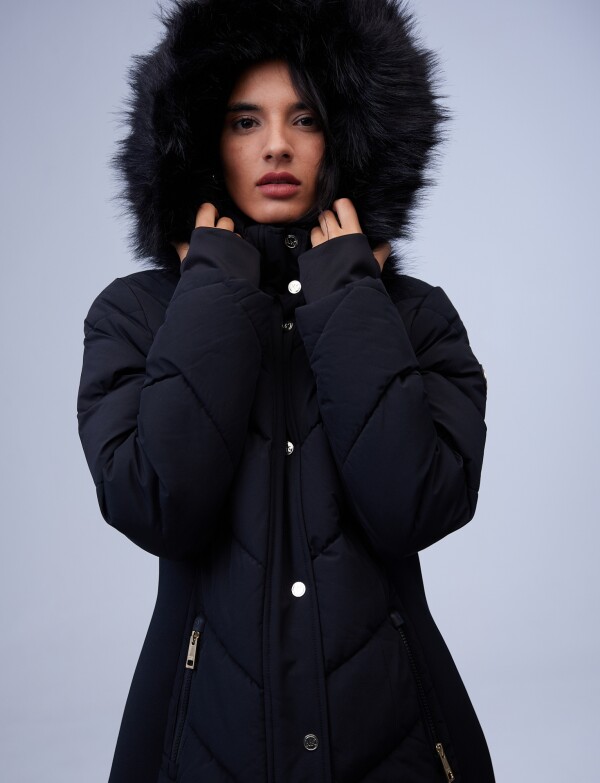 Campera Abrigo Faux Fur NEGRO