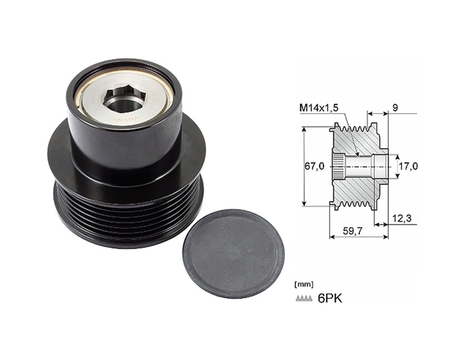 Polea Alternador Marcha Libre Alt Citroen C1, Peug 107/108 08-25 