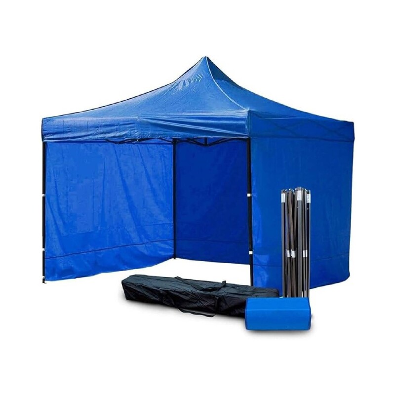 Gazebo reforzado toldo carpa con pared 3x3mt Azul